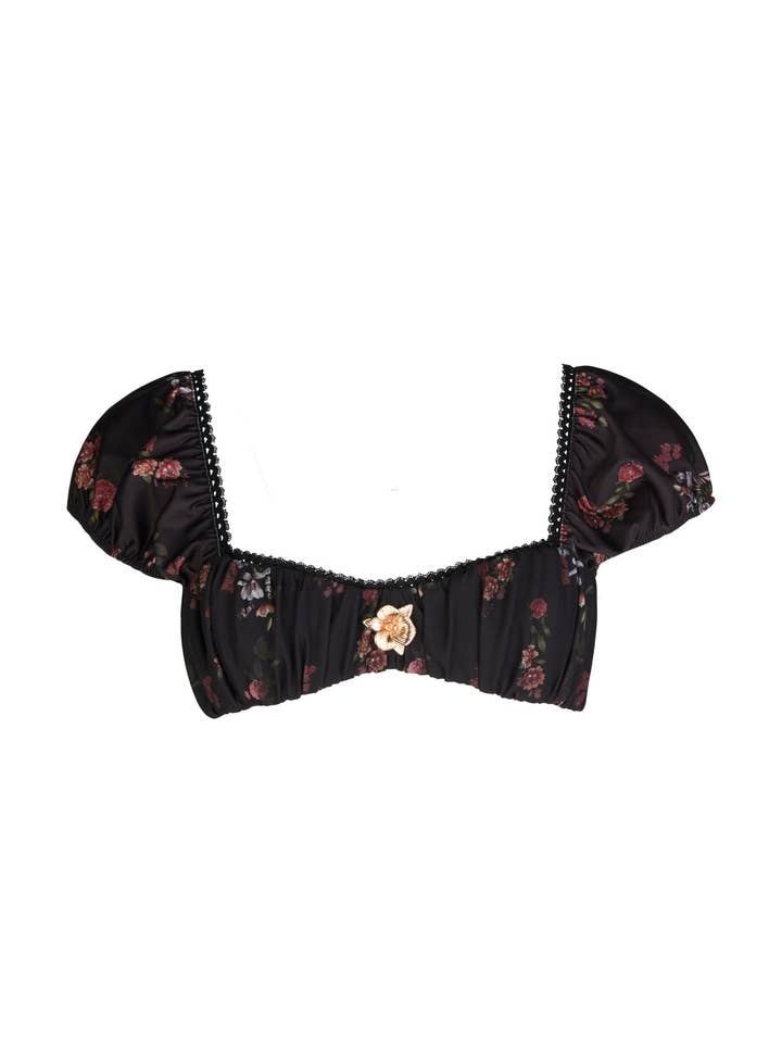 SOAH - Wholesale Swim Top - Women's - Midnight Roses Mabel Bikini Top