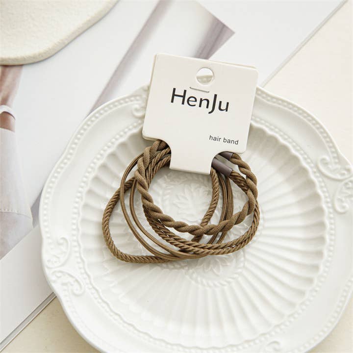 ACCITY - Wholesale Hair Tie - 4PCS/SET SUPER STRETCHY ELASTIC SIMPLE HAIR TIES_CWAHA0334
