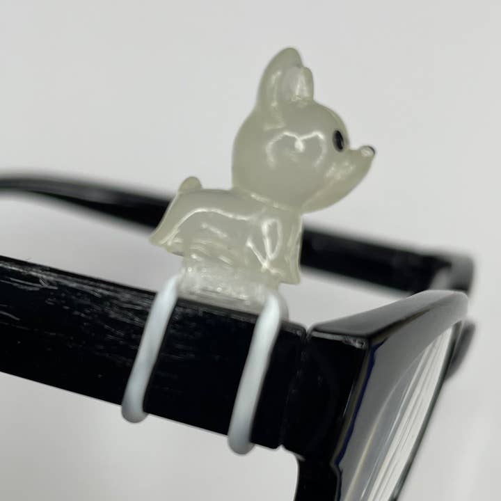 Glow in the Dark White Dog Resin EyeDeco for wholesale by Cork and Charm