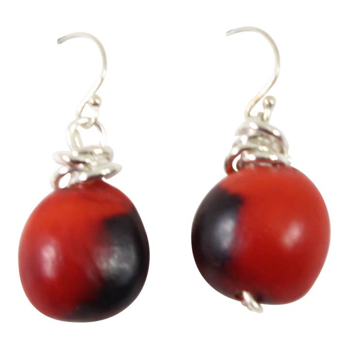 Classic Sterling Silver Red Dangle Earrings for wholesale by Evelyn Brooks