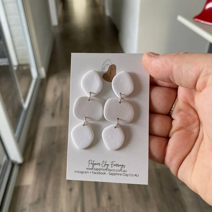 Sapphire Clay Co AU - Wholesale Dangle earrings - Organic Drop Pebble