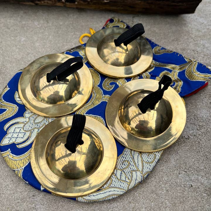 Lungta Imports - Wholesale Musical Instrument - 2 Pairs Brass Finger Cymbals Zills for Belly Dancing