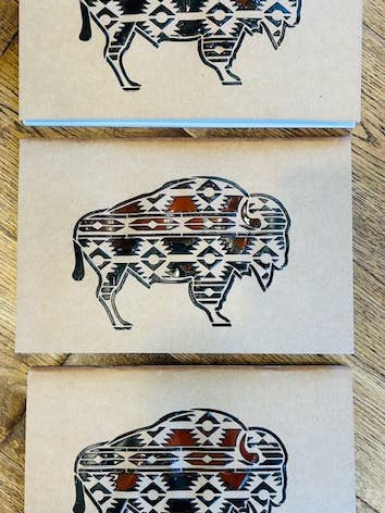 Occidental, Búfalo Rústico Pintado a Mano, Tarjetas en Blanco para venta al por mayor de KSC Art, LLC