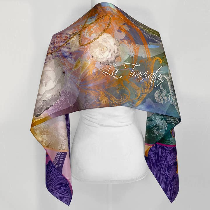 La Traviata Oblong Silk Scarf for wholesale by Opera Scarves