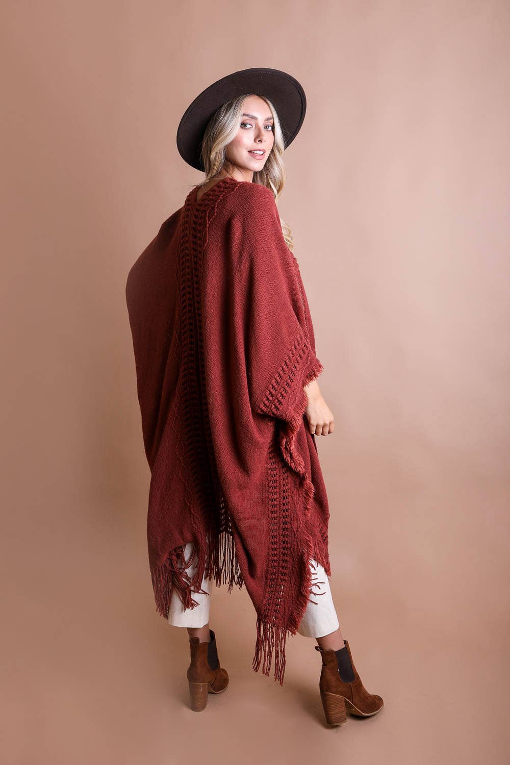 Leto Accessories - Vendita all'ingrosso Kimono - Donna - Ruana Bohemien con Bordo Sfilacciato Aperto - Preferito dai Fan12