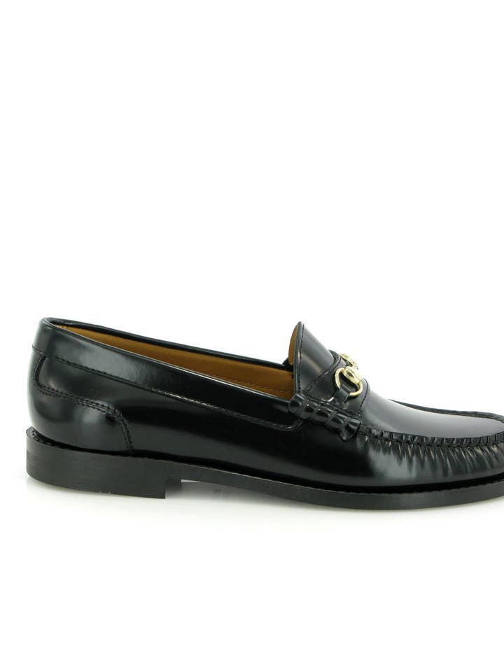 Sarah Buckle - black shiny for wholesale by Atlanta Mocassin