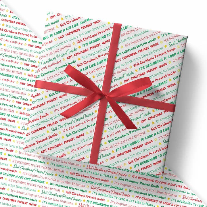 Sweary Card Lady - Wholesale Flat Wrap - Funny Shit Christmas Present Inside Gift Wrap, Rude Xmas Wrap UK1