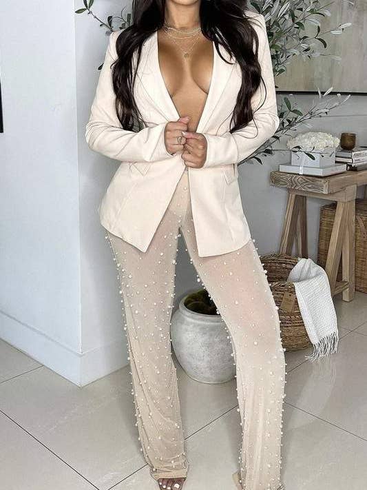 Trendy Pearl-Dot Mesh Leggings for wholesale by Flarix