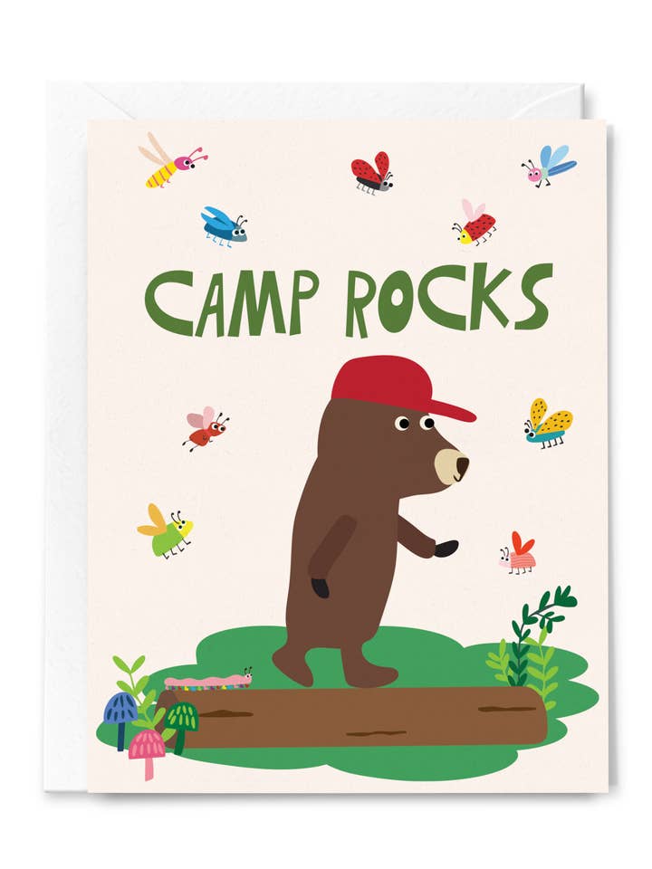 Camp Rocks Bear Summer Camp Card for wholesale by Happy Just Happy