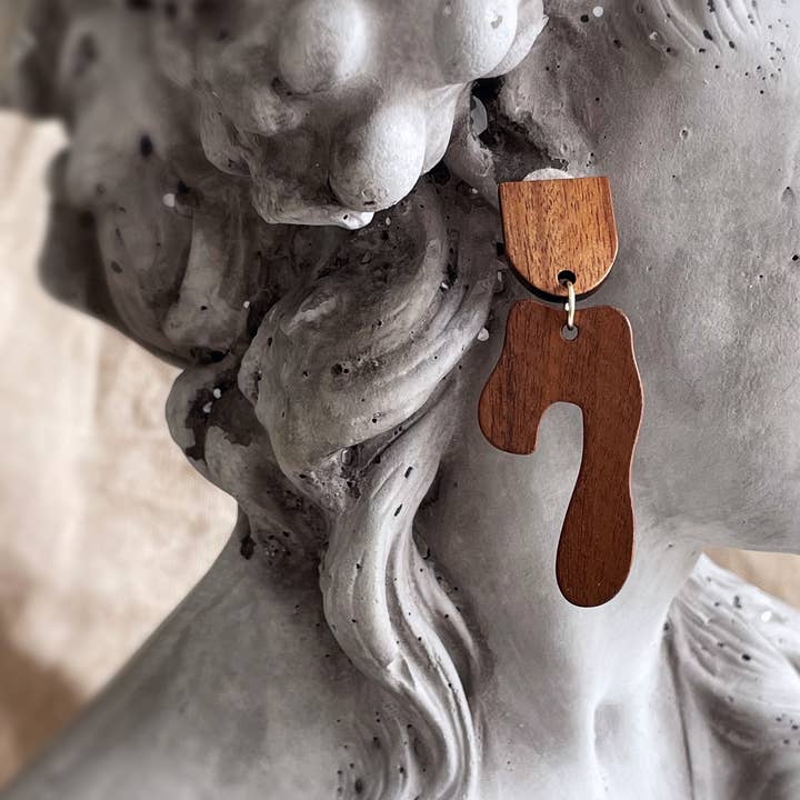 Pearl and Ivy Studio - Wholesale Dangle Earrings - Natural wood geometric shape earrings - Ridge1