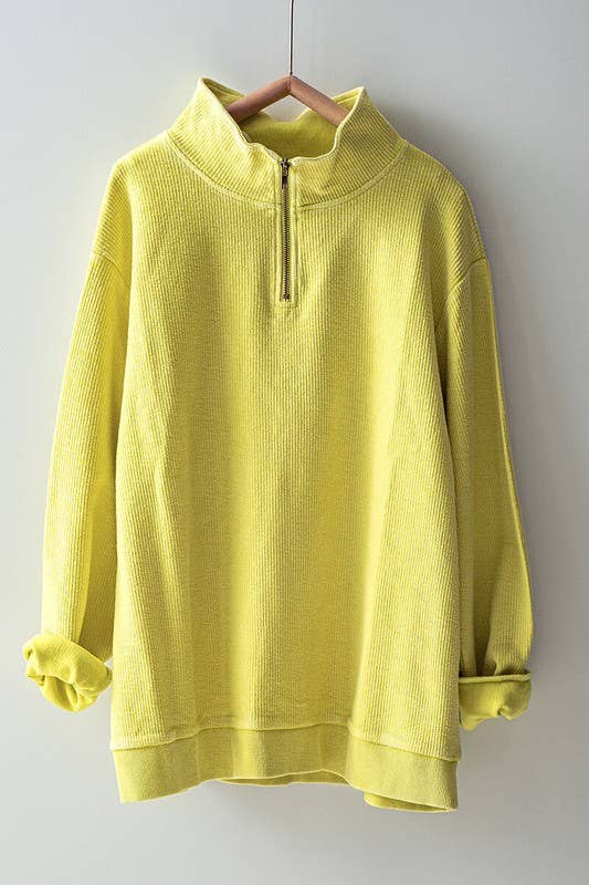 Urban Daizy - Wholesale Sweatshirt - Women's - Vintage Washed Quarter Zip Ribbed Sweatshirt33