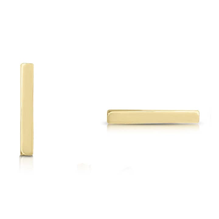 Linear Bar Stud Earrings 14k for wholesale by Suzan DES