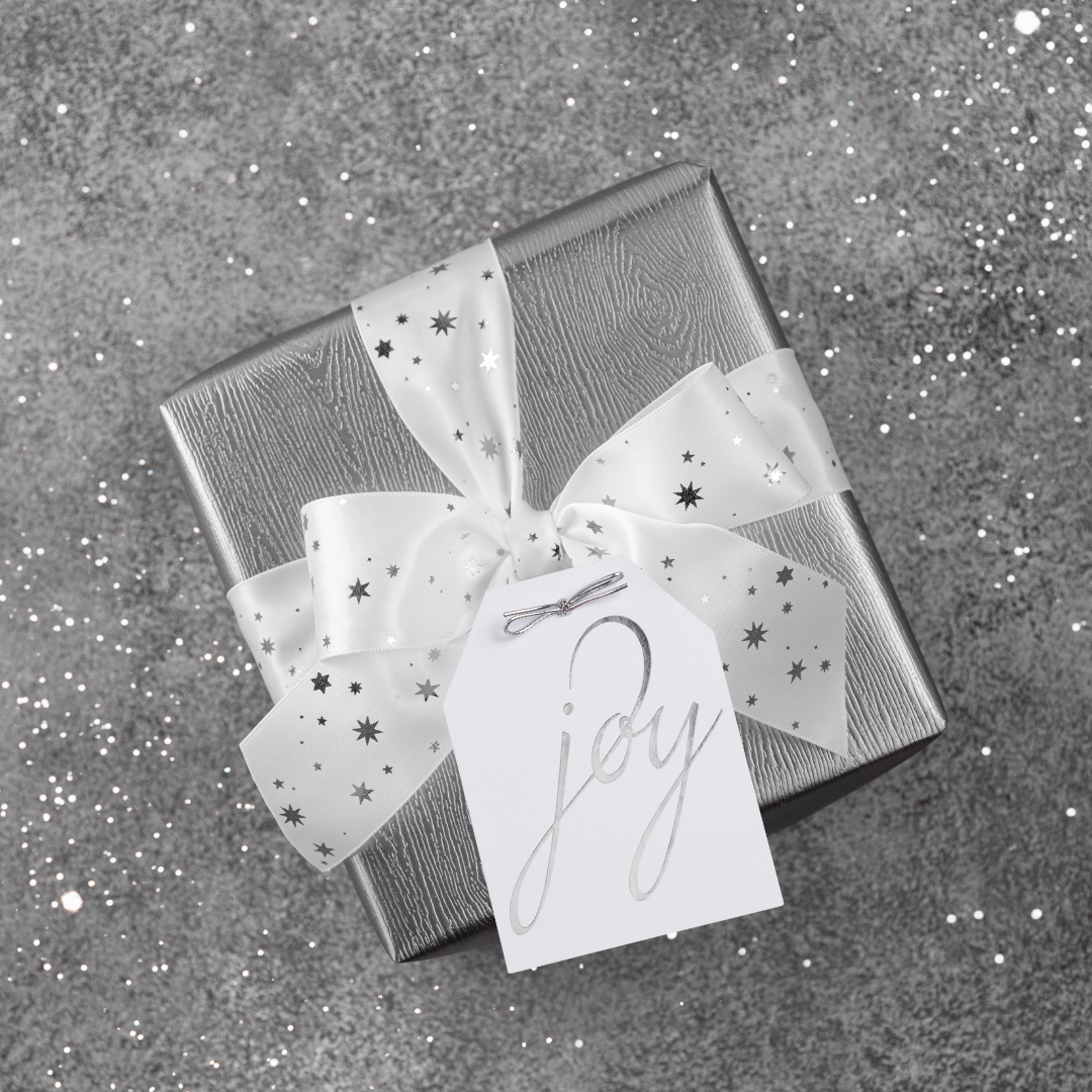 WowWordZ - Wholesale Gift Tag - Joy Gift Tags – Silver Foil, Large 4x5.5, Set of 104
