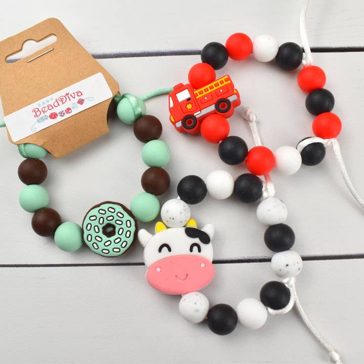 Northern Waterfront Studio - Wholesale Beaded Bracelet - Kids - Adjustable Silicone Kids Bracelets - Pack of 30 - Large