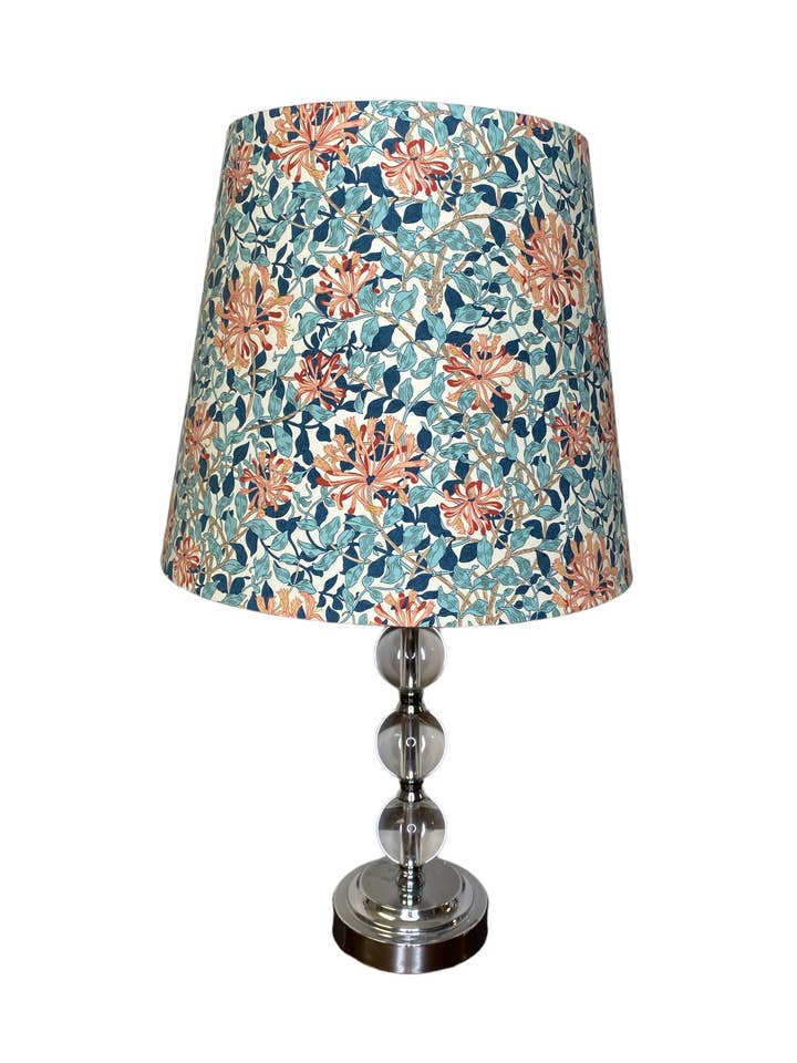 William Morris Honeysuckle and Tulip Aqua Handmade Lampshade for wholesale by LouSeal Handmade Lampshades