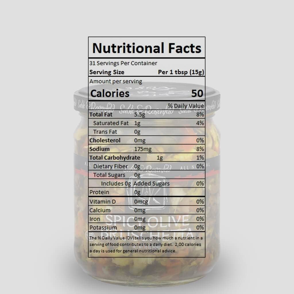 Wholesome Good - Wholesale Pickled Vegetables - Sable & Rosenfeld Spicy Bruschetta - 16oz1