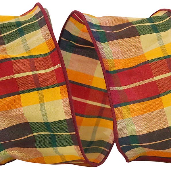 Dupioni Dare Plaid Wired Edge, 2-1/2 In, 10 Yards for wholesale by RELIANT RIBBON