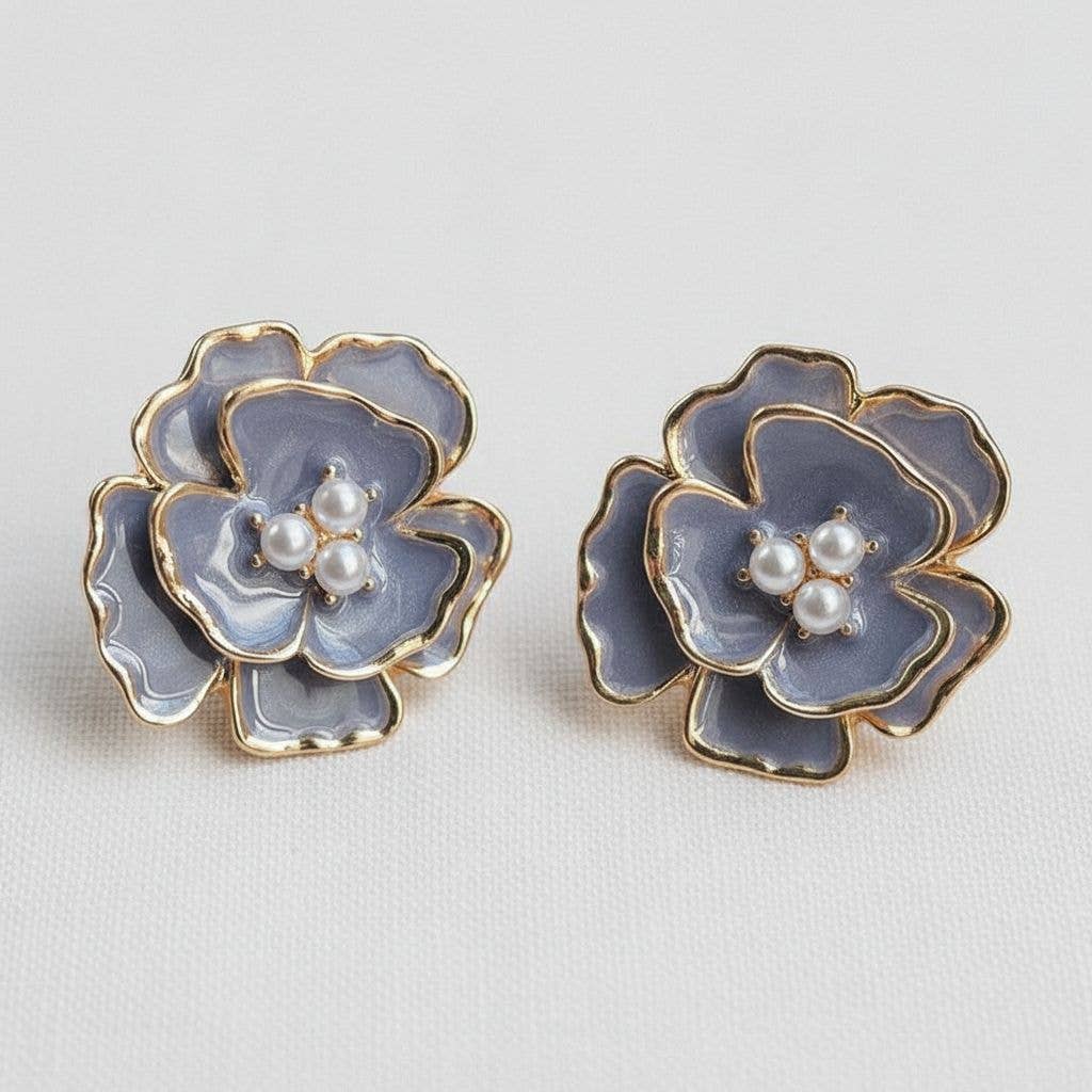 Ellemadera - Wholesale Dangle Earrings - Floral Enamel Drop Earrings with Vintage Charm1