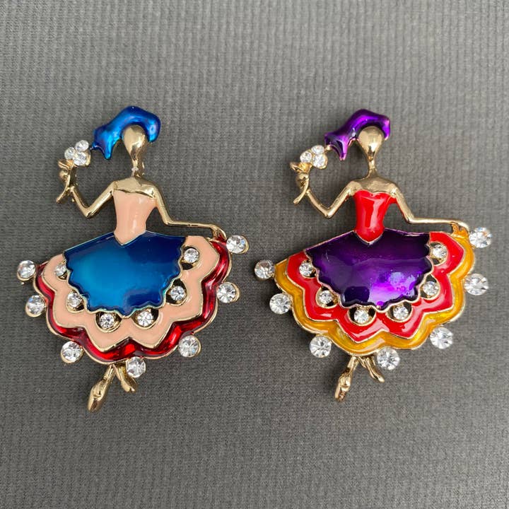 Mio Queena - Wholesale Brooch - Rhinestones Inlaid Enamel Dancing Girl Brooch2