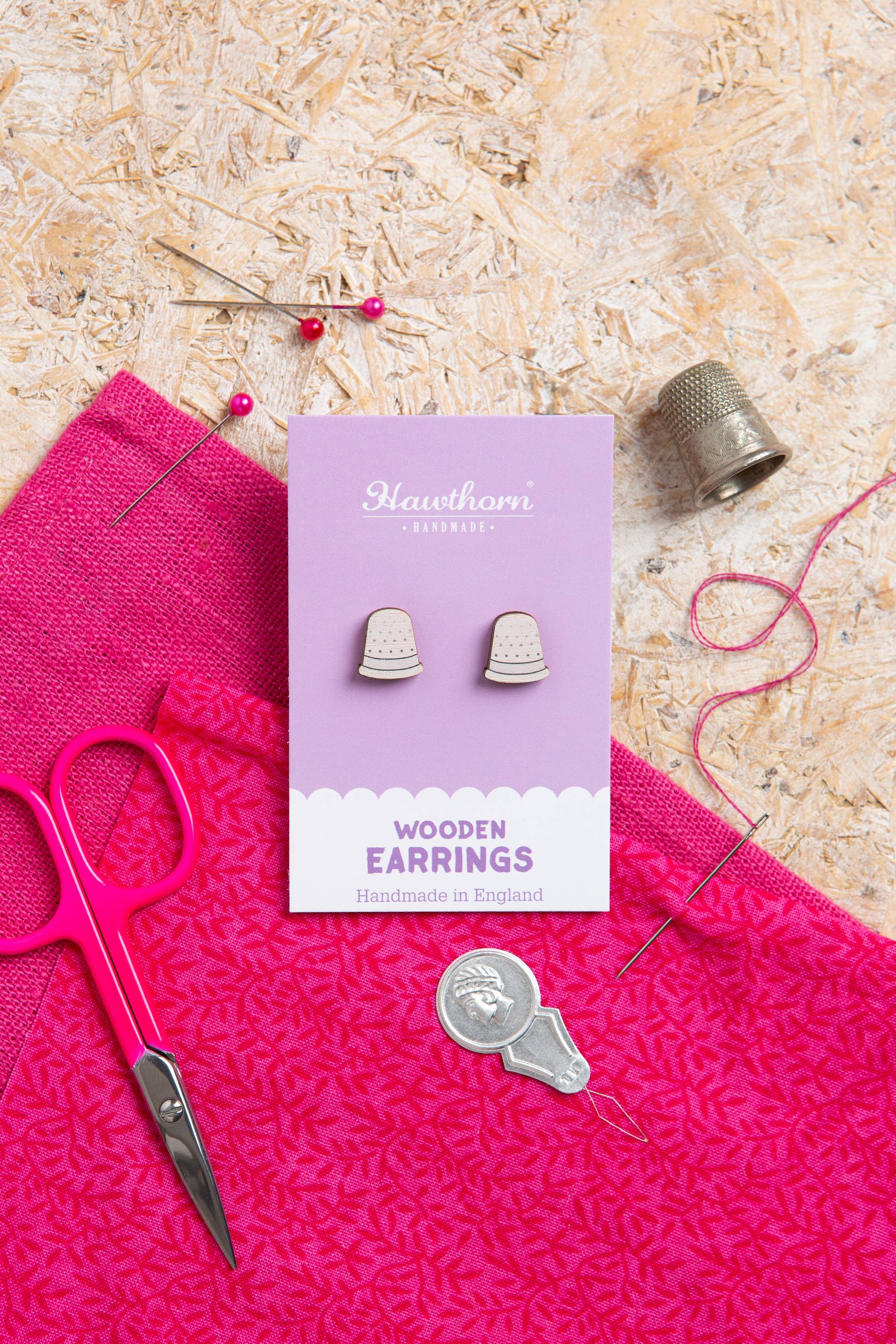 Hawthorn Handmade (US Duties Paid) - Wholesale Stud/Post Earrings - Thimble Wooden Earrings - Craft Jewellery0