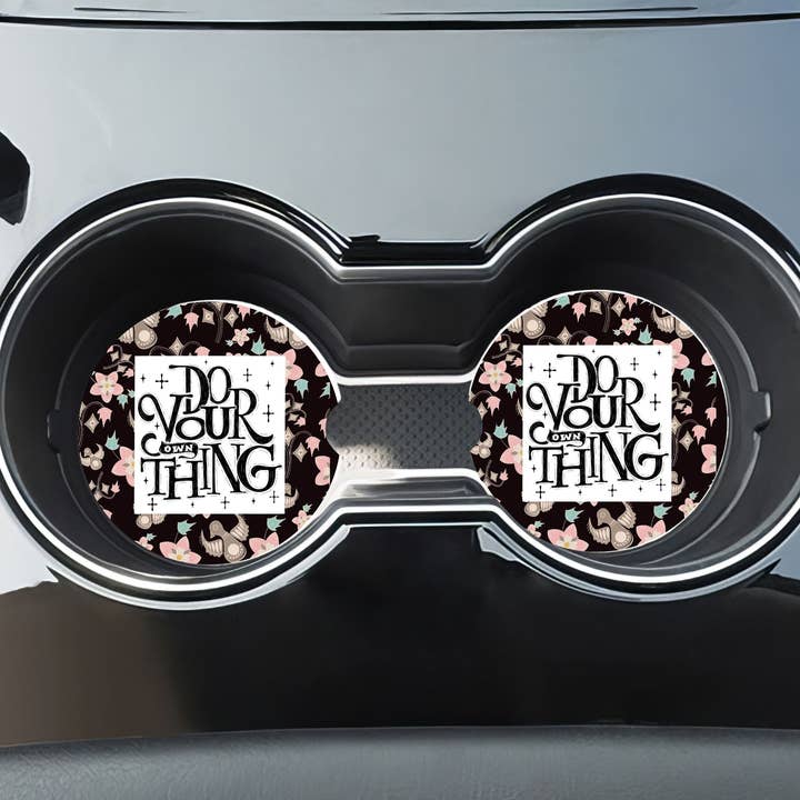 Positivity Do Your Thing Car Coasters - Neoprene Set of 2 for wholesale by Stencil Art Canada
