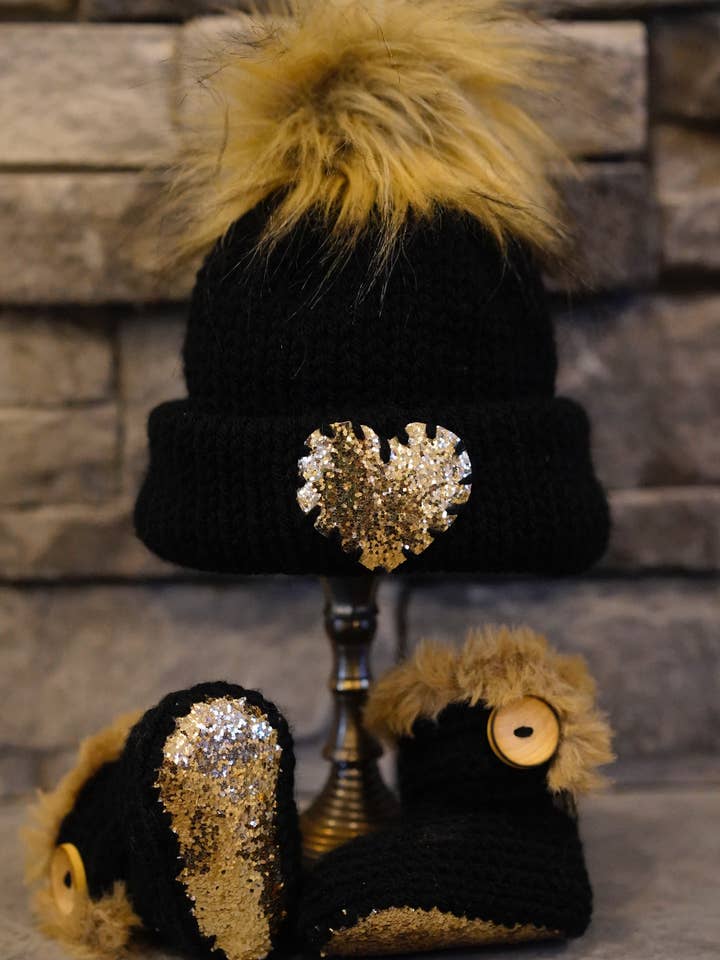 Baby Girl Hat & Booties Set for wholesale by Kaelyn Olivia’s Handmade Goods