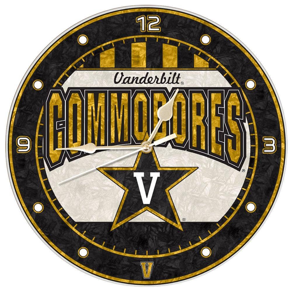 The Memory Company - Wholesale Wall Clock - 12" Art Glass Clock, Vanderbilt Commodores0