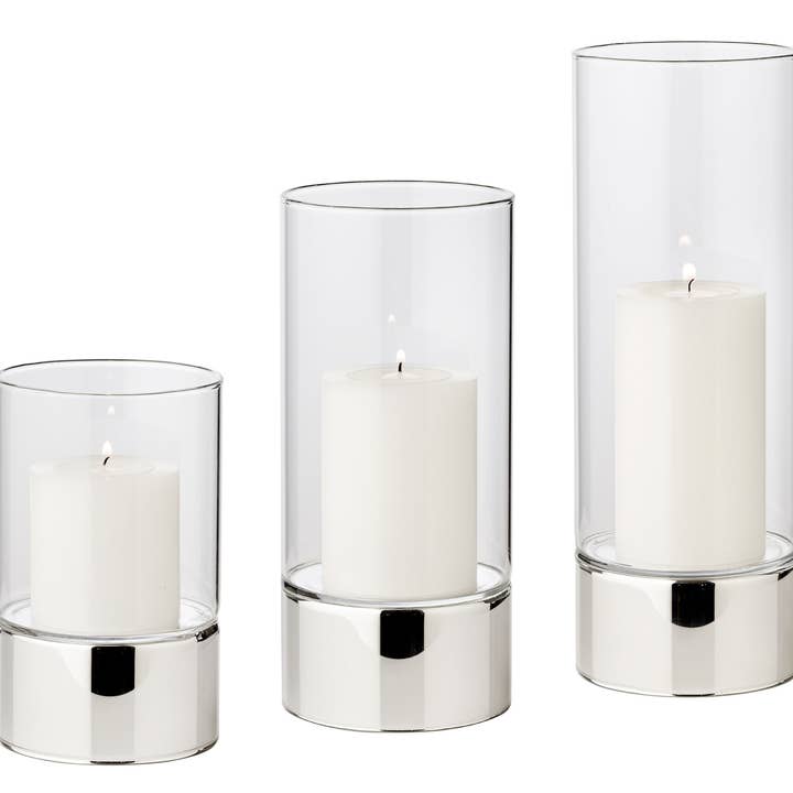 EDZARD – wholesale Ljushållare – Set med 3 Granada lyktor (höjd 15/20/25 cm), silver