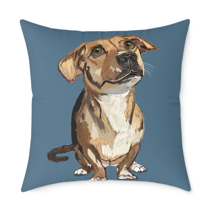 Dog Portrait Square Poly Canvas Pillow - Perfect for Pet Lovers for wholesale by Blue Cava