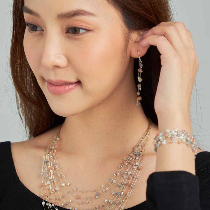 Marquet - Wholesale Beaded Bracelet - Reena Silk and Stone Bracelet with Printed Retail Price4