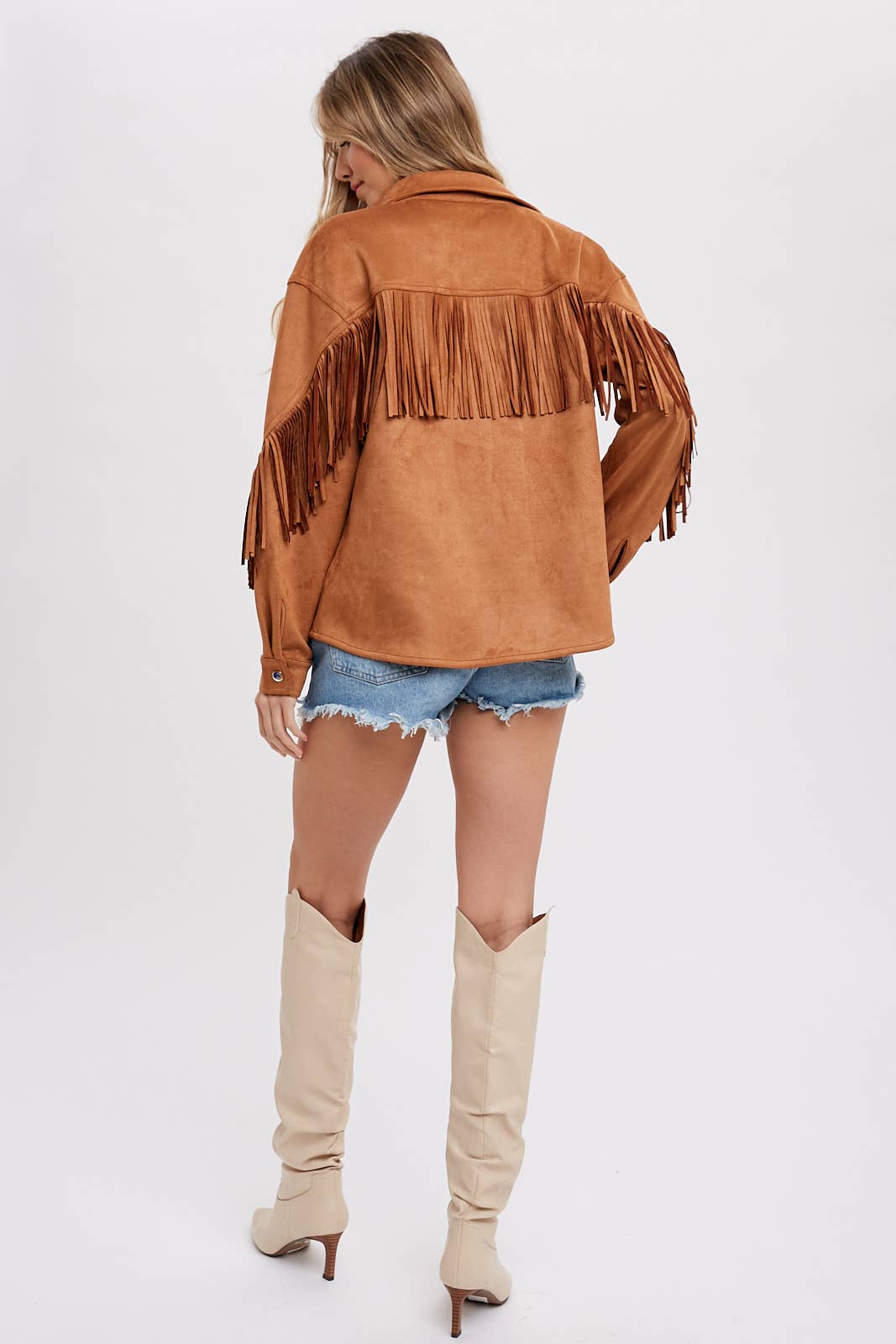 Bluivy - Wholesale Shirt Jacket/Shacket - Women's - VEGAN SUEDE FRINGED SHACKET24