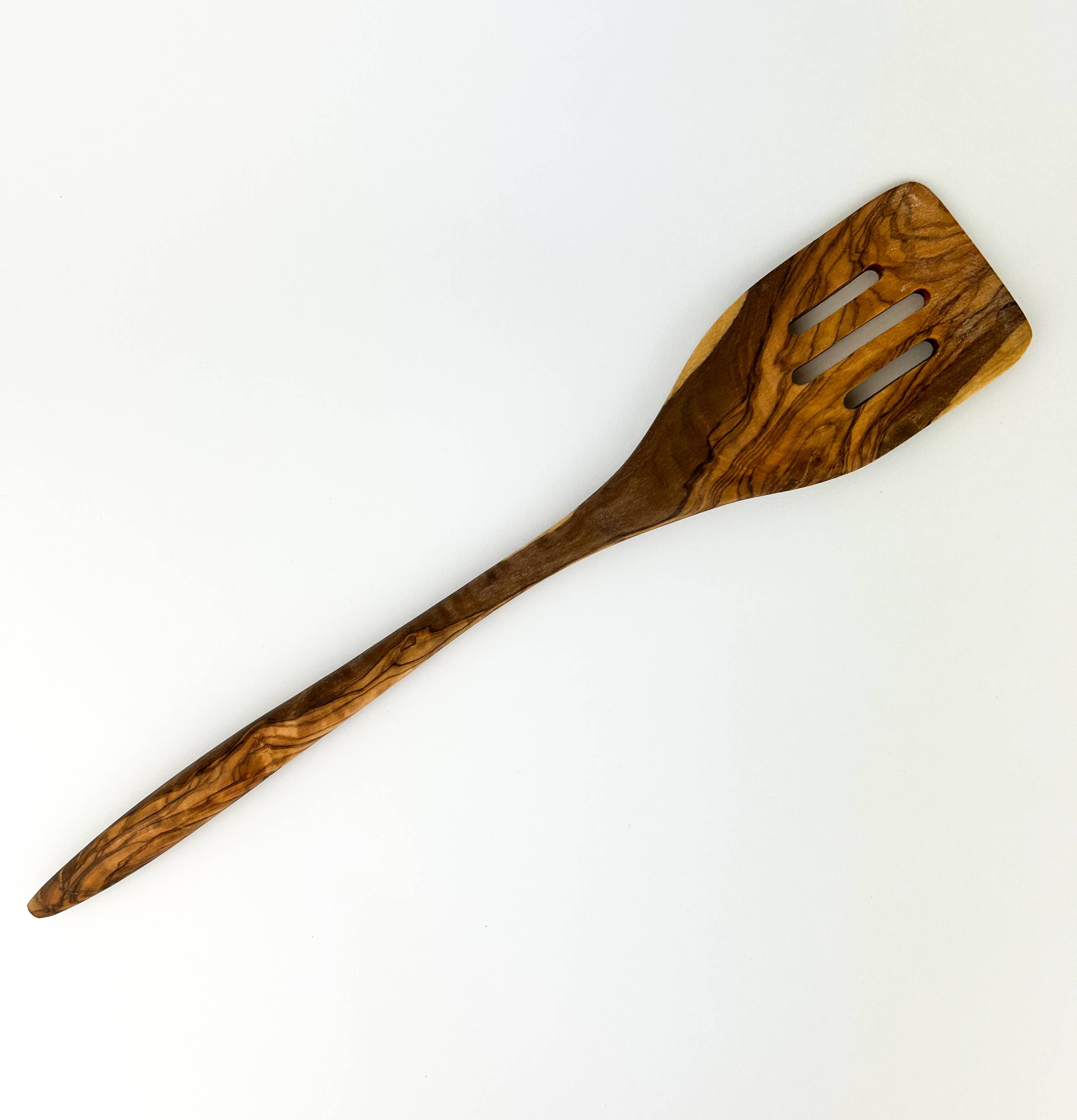 Natural OliveWood - Wholesale Kitchen Spoon - Long Olive Wood Slotted Spatula1