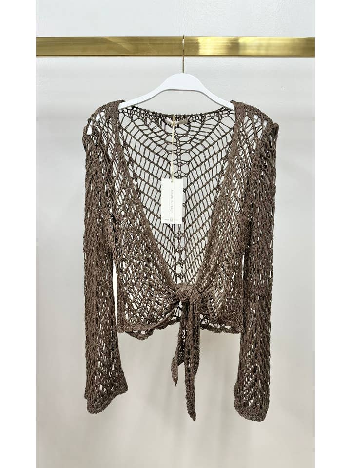 MILIO MILANO - Wholesale Knit Top - Women's - OPEN KNIT CROCHET TIE TOP (800819/72570)15