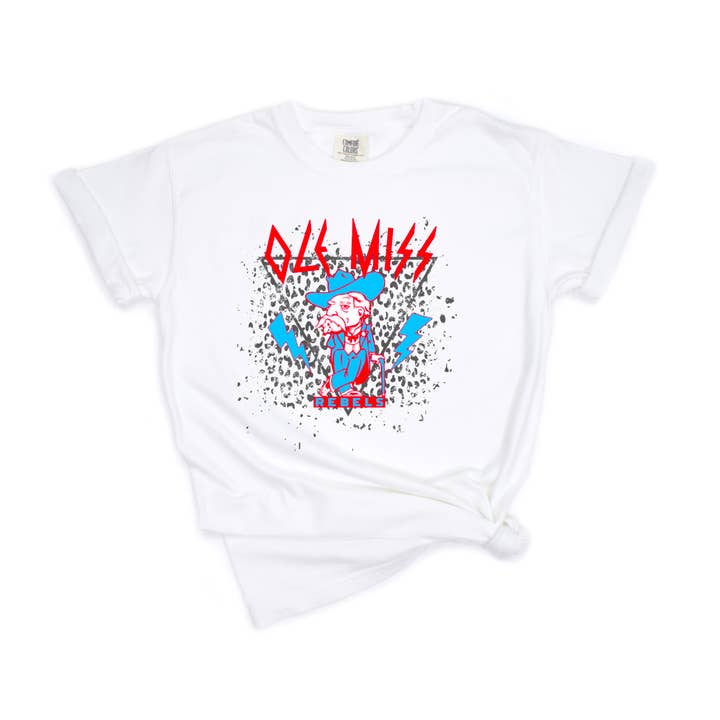 T-shirt graphique Rocker bleu poudré Ole Miss Rebels pour la vente par Gia Gifts Boutique