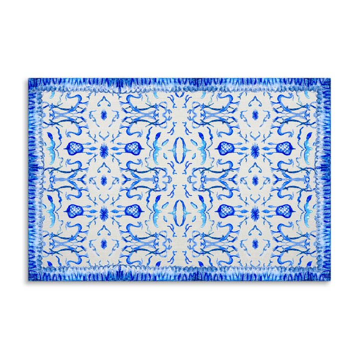 French Graffiti - Vente Sets de table jetables - Napperons en papier à motifs bleus et blancs1