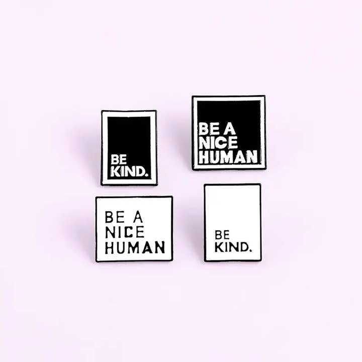 Magnifique Hearts - Wholesale Lapel Pin/Button - Kindness Pins: BE A NICE HUMAN Backpack/Bag/Clothing