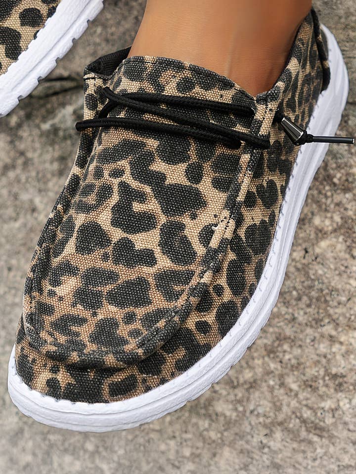 Kira Lace-up Decor Leopard Canvas Shoes for wholesale on Faire5