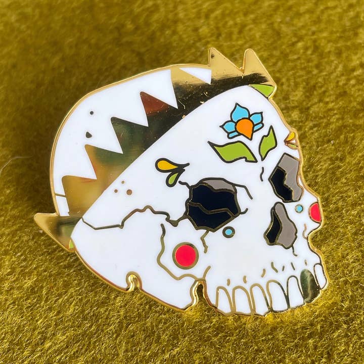 Lapel Pin - Crowned Skull for wholesale by Ashlea Bechaz Illustration