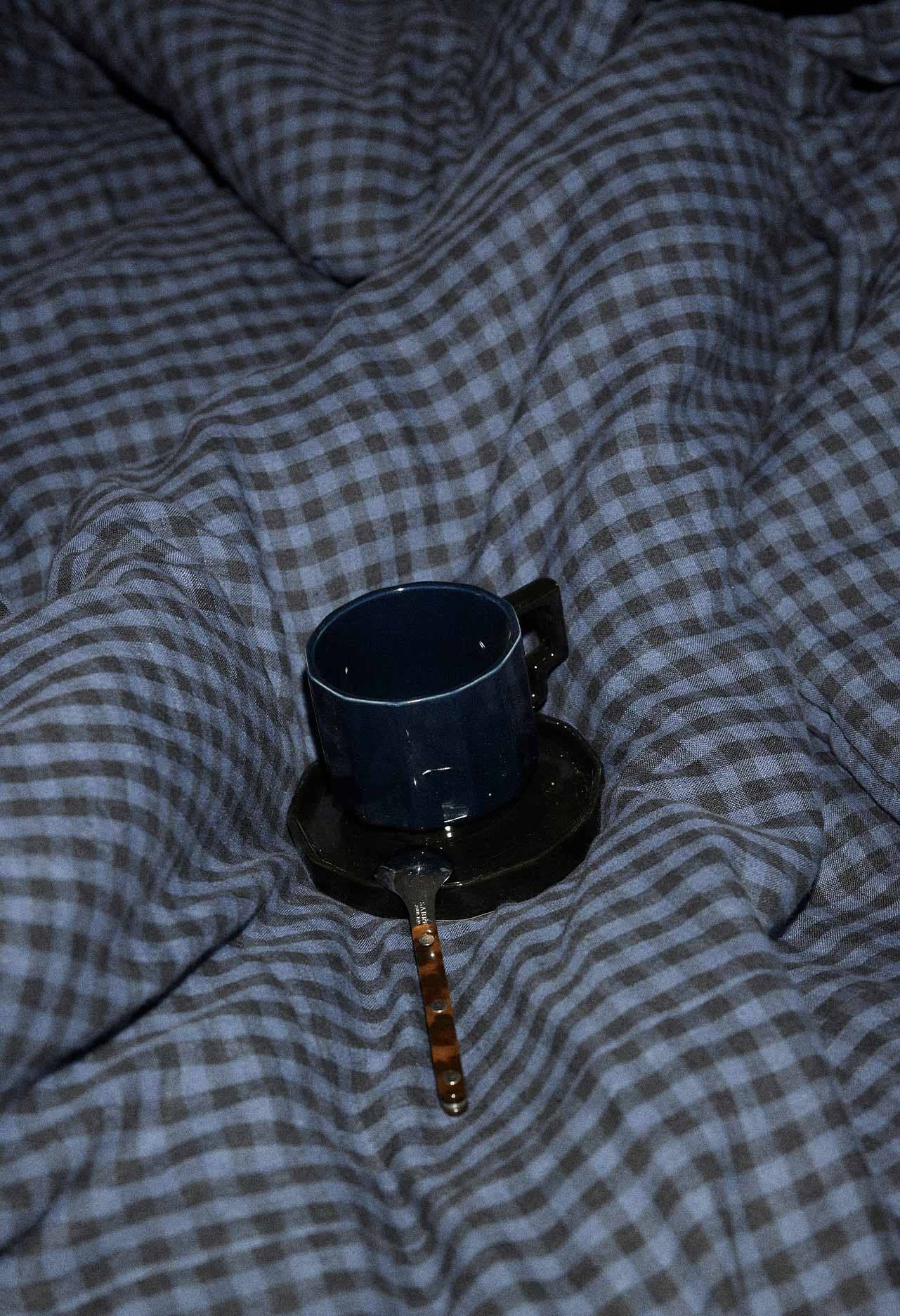 Washed Linen Duvet Cover Vichy Navy Single for wholesale on Faire