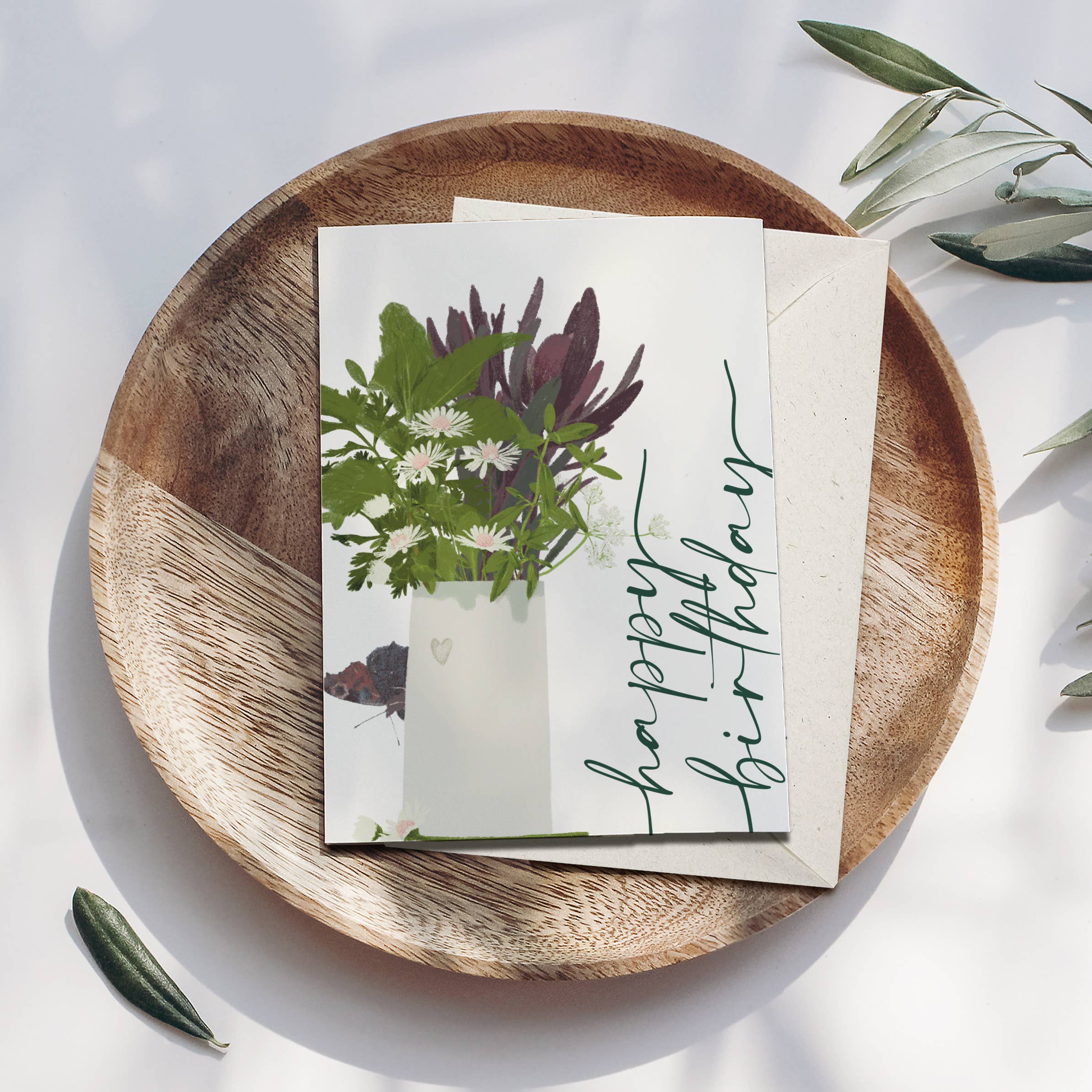 Wildblumen Atelier – wholesale Birthday card – Folded card happy birthday vase with flowers, with envelope, FSC1