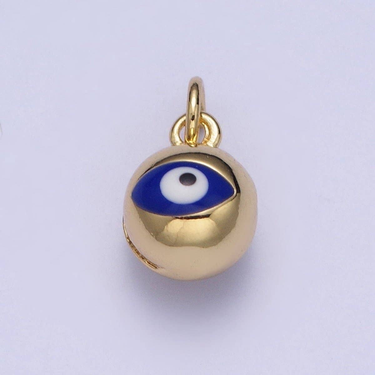 14K Gold Filled Jingle Bell Blue, White Evil Eye Charm of Bell for Amulet Jewelry Making | X-196 X-197 for wholesale on Faire2