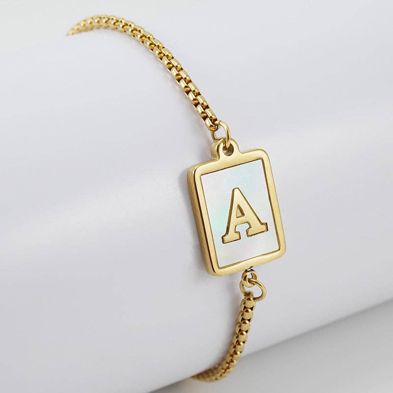 Mio Queena - Wholesale Charm/Dangle Bracelet - Gold-plated Shell Stainless Steel Initial Bracelets0