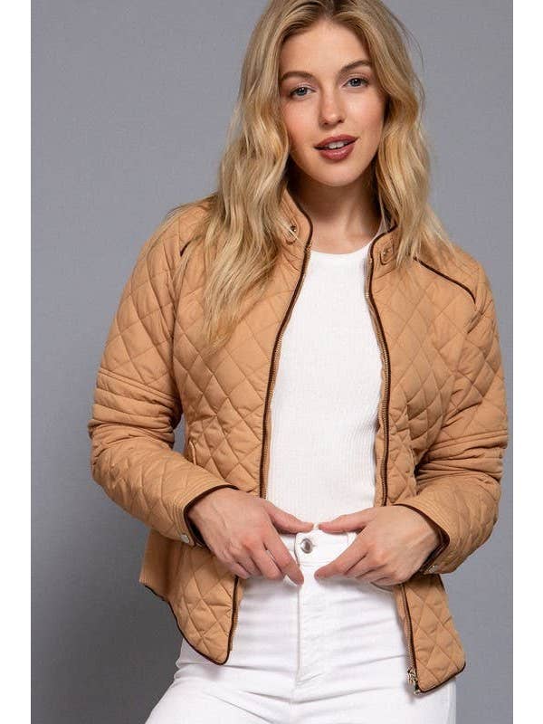Vanilla Monkey - Wholesale Jacket - Women's - Suede Piping Detail Side Rib Quilted Padding Jacket2