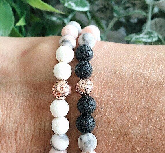 REMOVED BRAND – wholesale Pärlarmband – Rosa Zebra Jasper + Rose Gold + Lava Rock bead armband4