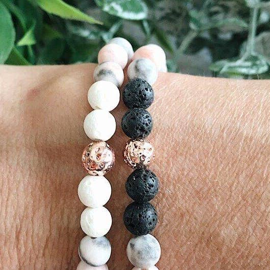 REMOVED BRAND – wholesale Pärlarmband – Rosa Zebra Jasper + Rose Gold + Lava Rock bead armband4