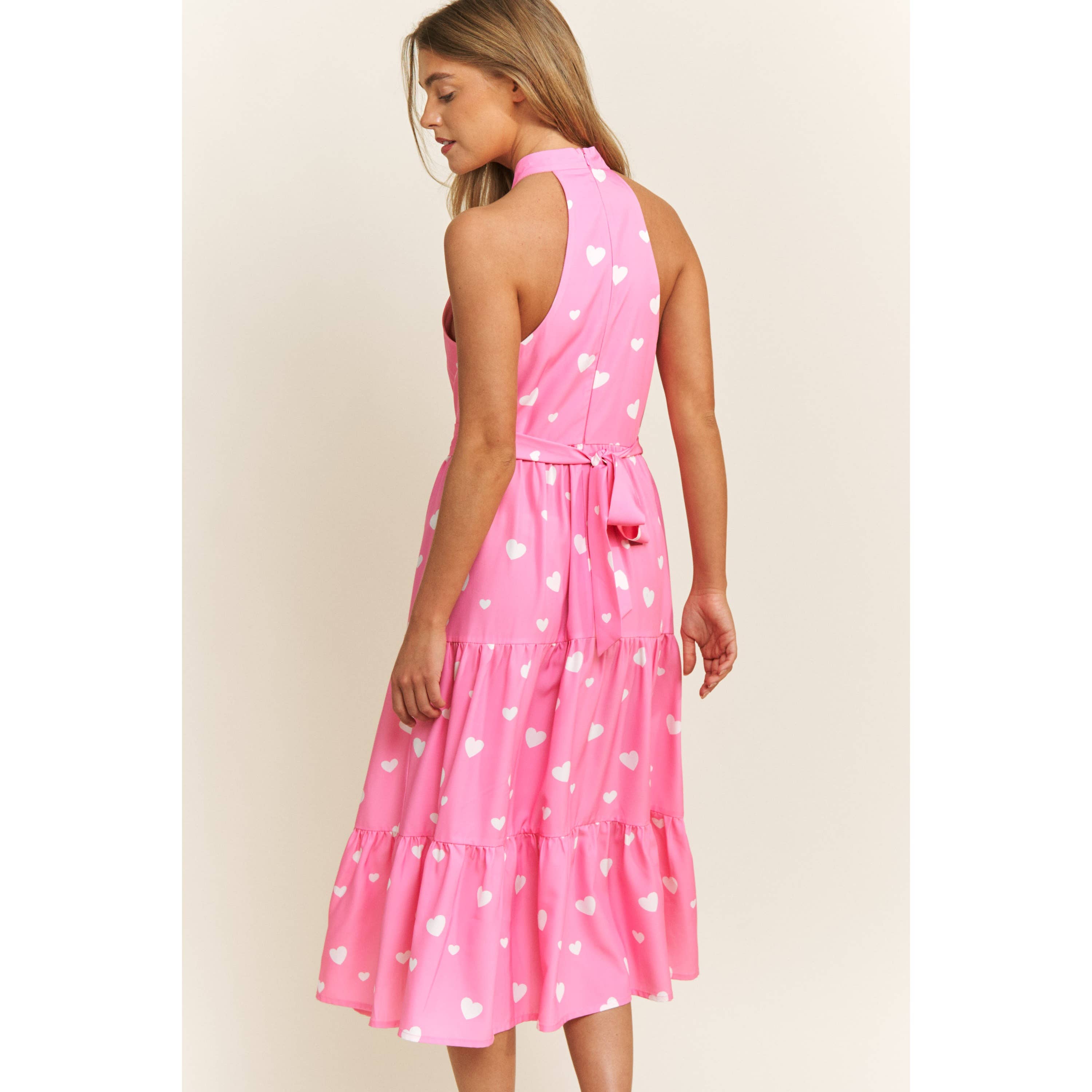 Sweet Generis - Vendita all'ingrosso Vestito - Donna - ABITO MIDI CON STAMPA A CUORE DI SAN VALENTINO IN TESSUTO MORBIDO CON SCOLLO ALL'AMERICANA6