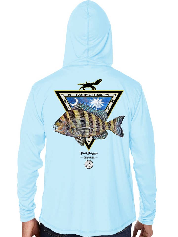 Men's South Carolina Sheepshead Arctic Blue Performance Hoodie for wholesale by David Dunleavy