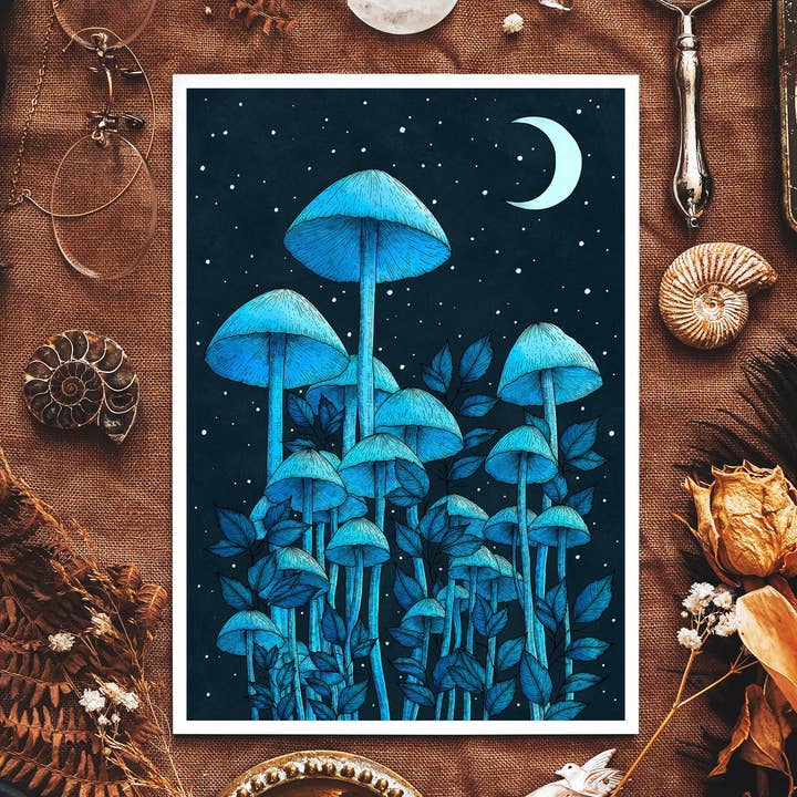 Starlight Mushrooms - Giclée Art Print for wholesale by Print is Dead