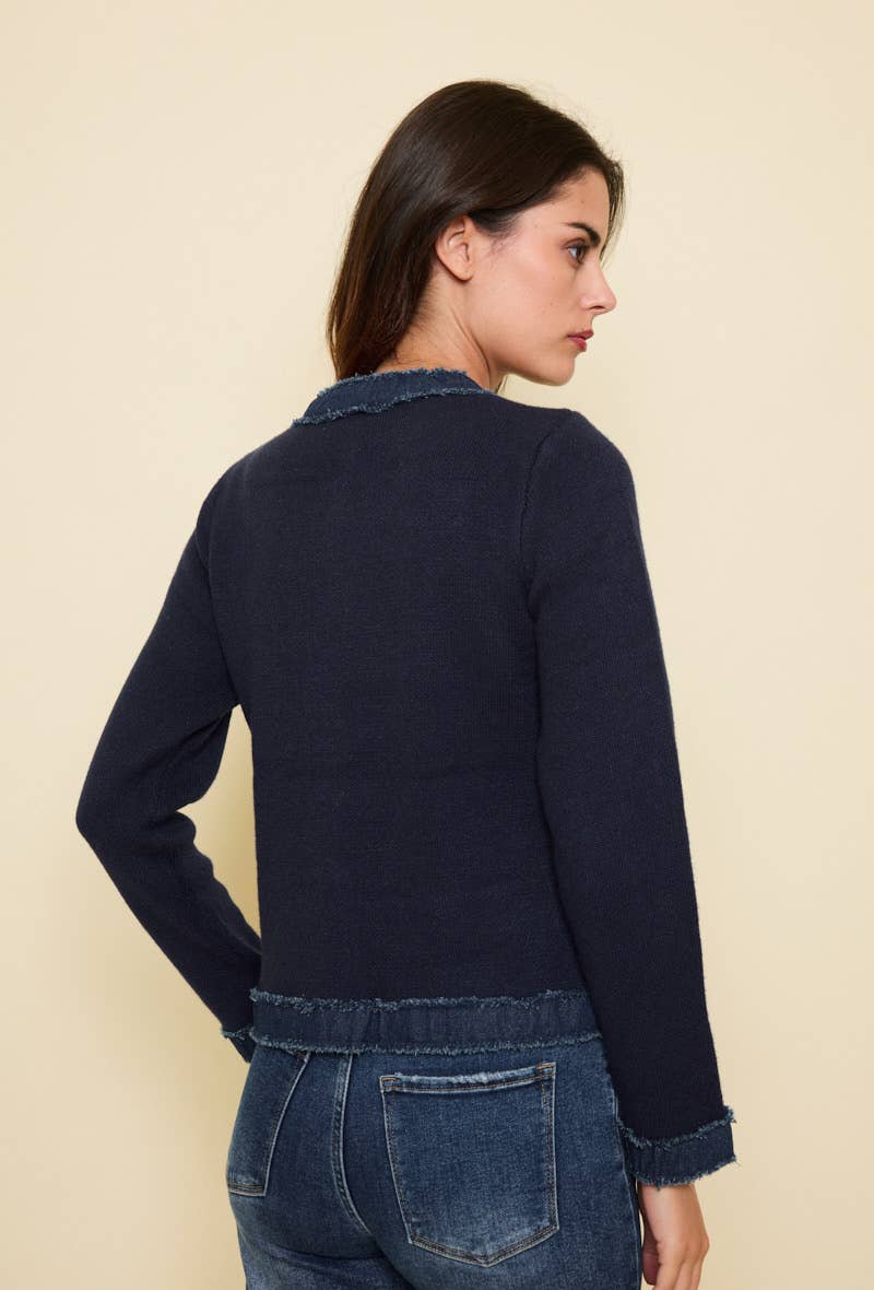 KY CREATION PARIS - Wholesale Cardigan - Women's - Knit vest with denim detail2