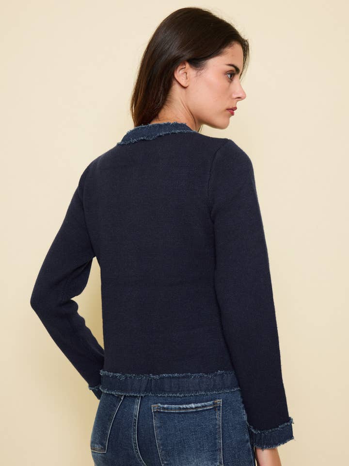 KY CREATION PARIS - Wholesale Cardigan - Women's - Knit vest with denim detail2